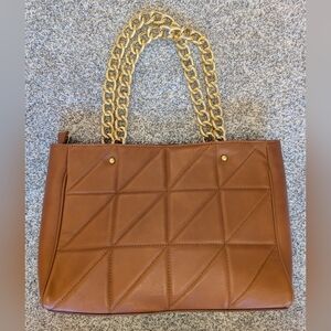 I Medici Firenze Italy Brown Leather Purse Handbag Tote W/ Gold Chain Straps